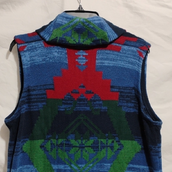 SALE! Chaps Multicolor Aztec Knit Vest Sz.1X Worn 1X #701 CRATE - Picture 9 of 10